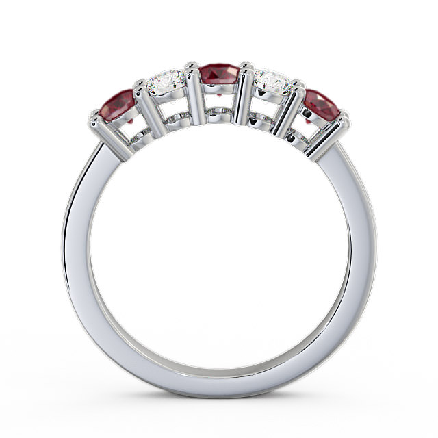 Five Stone Ruby and Diamond 0.75ct Ring 9K White Gold - Ailsworth FV1GEM_WG_RU_UP
