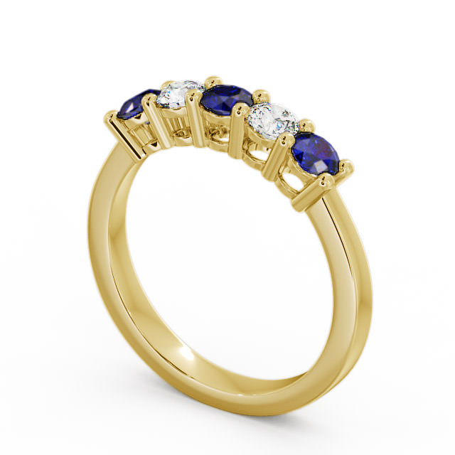 Five Stone Blue Sapphire and Diamond 0.75ct Ring 9K Yellow Gold - Ailsworth FV1GEM_YG_BS_SIDE