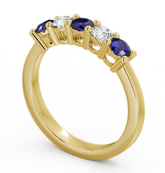 Five Stone Blue Sapphire and Diamond 0.75ct Ring 9K Yellow Gold - Ailsworth FV1GEM_YG_BS_THUMB1