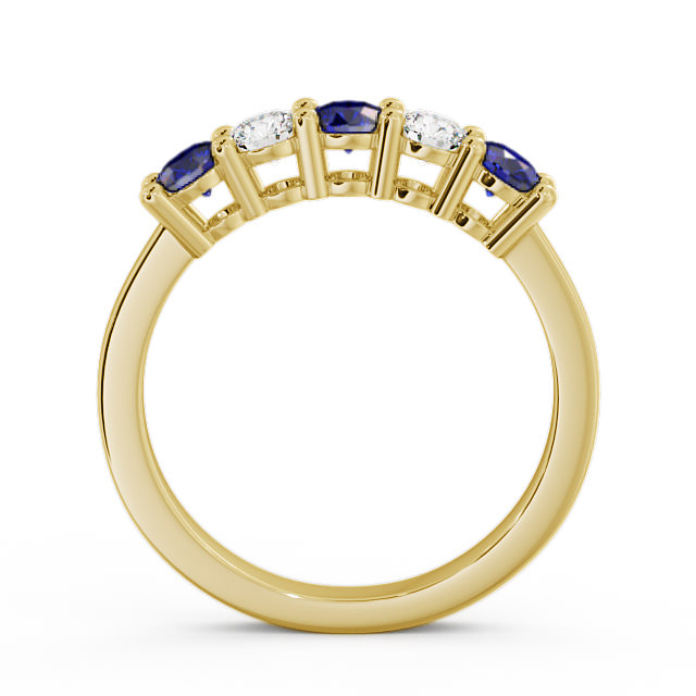Five Stone Blue Sapphire and Diamond 0.75ct Ring 18K Yellow Gold - Ailsworth FV1GEM_YG_BS_UP