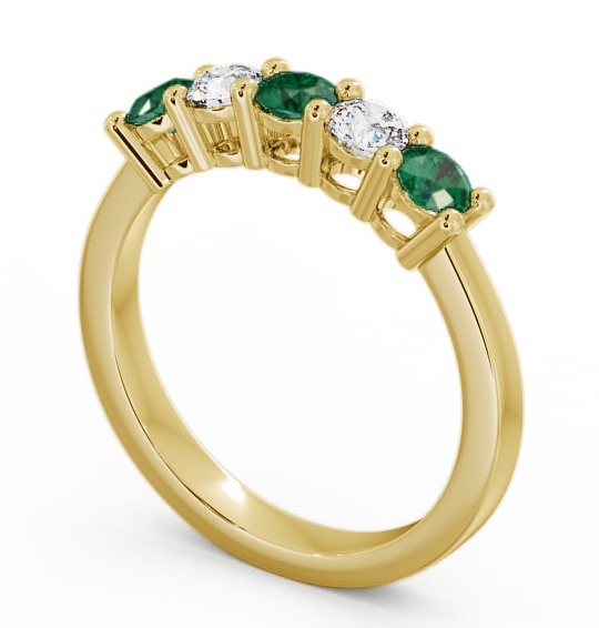 Five Stone Emerald and Diamond 0.66ct Ring 9K Yellow Gold - Ailsworth FV1GEM_YG_EM_THUMB1