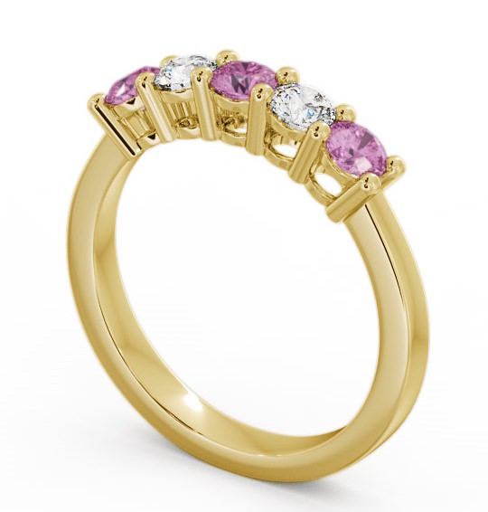 Five Stone Pink Sapphire and Diamond 0.75ct Ring 18K Yellow Gold FV1GEM_YG_PS_THUMB1