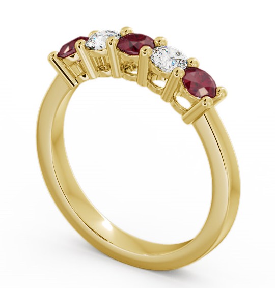 Five Stone Ruby and Diamond 0.75ct Ring 9K Yellow Gold - Ailsworth FV1GEM_YG_RU_THUMB1