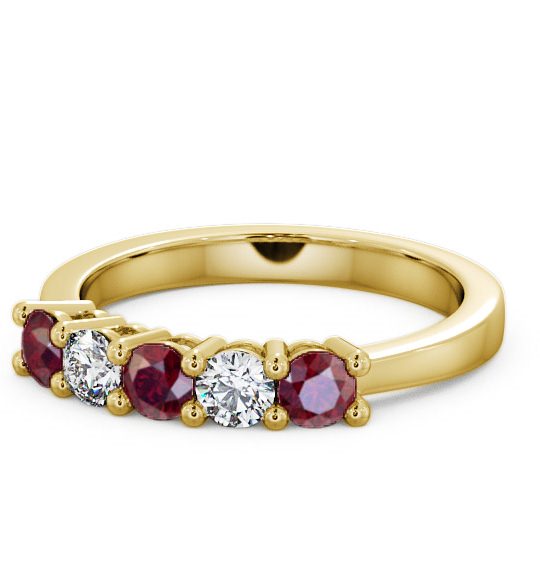  Five Stone Ruby and Diamond 0.75ct Ring 18K Yellow Gold - Ailsworth FV1GEM_YG_RU_THUMB2 