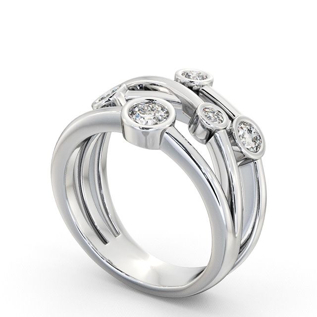 Five Stone Round Diamond Ring 18K White Gold - Jericho | Angelic Diamonds