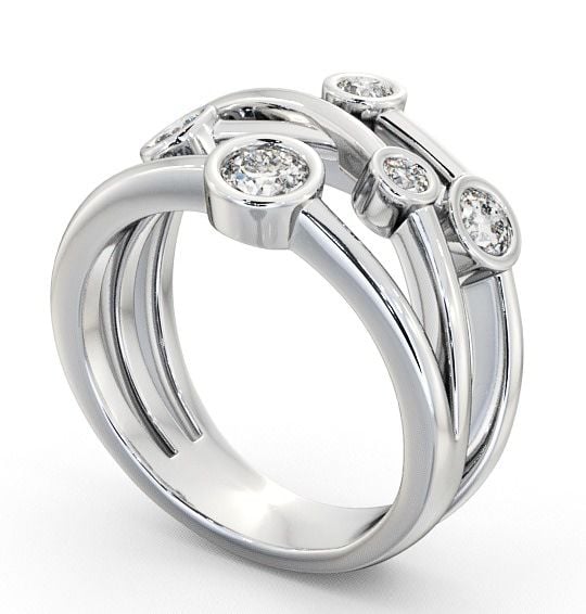 Five Stone Round Diamond Unique Bezel Set Ring Platinum FV20_WG_THUMB1