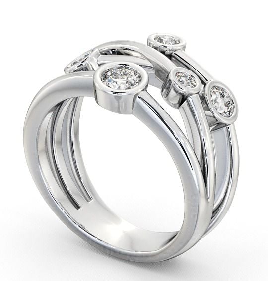 Five Stone Round Diamond Unique Bezel Set Ring Palladium FV20_WG_THUMB1 