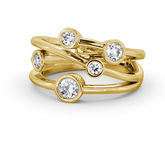 Five Stone Round Diamond Ring 18K Yellow Gold - Jericho FV20_YG_FLAT