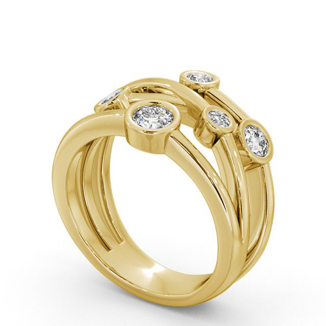 Five Stone Round Diamond Ring 18K Yellow Gold - Jericho FV20_YG_SIDE