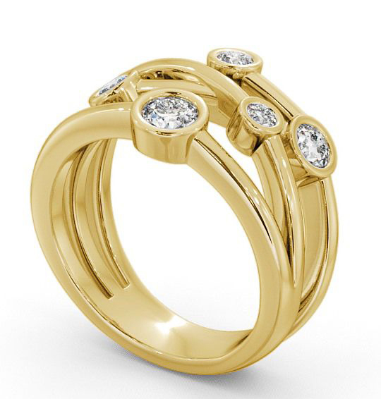 Five Stone Round Diamond Unique Bezel Set Ring 18K Yellow Gold FV20_YG_THUMB1 