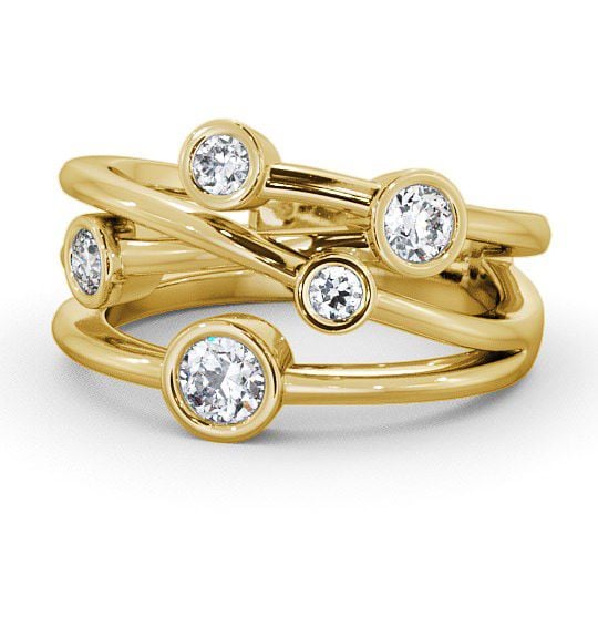  Five Stone Round Diamond Ring 18K Yellow Gold - Jericho FV20_YG_THUMB2 
