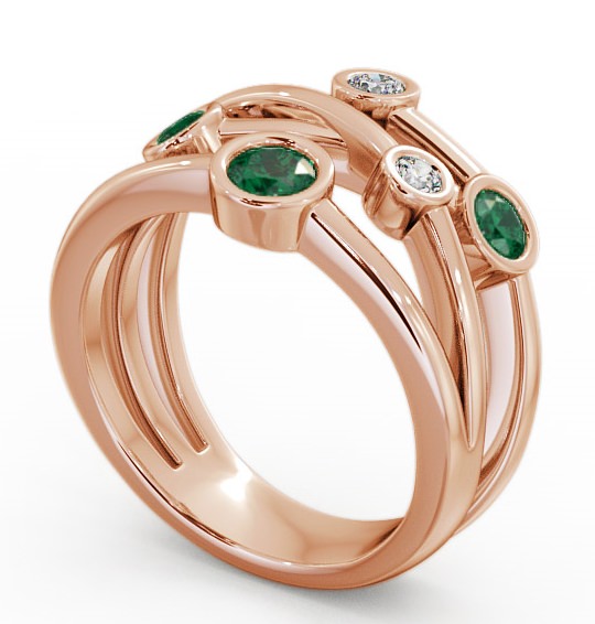 Five Stone Emerald and Diamond 0.69ct Ring 18K Rose Gold FV20GEM_RG_EM_THUMB1