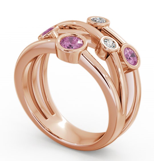Five Stone Pink Sapphire and Diamond 0.82ct Ring 9K Rose Gold - Jericho FV20GEM_RG_PS_THUMB1