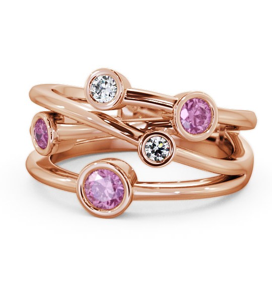  Five Stone Pink Sapphire and Diamond 0.82ct Ring 9K Rose Gold - Jericho FV20GEM_RG_PS_THUMB2 