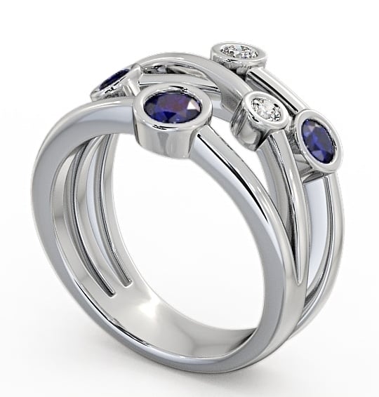 Five Stone Blue Sapphire and Diamond 0.82ct Ring Platinum - Jericho FV20GEM_WG_BS_THUMB1