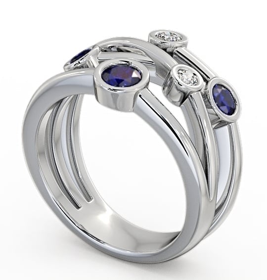 Five Stone Blue Sapphire and Diamond 0.82ct Ring 9K White Gold FV20GEM_WG_BS_THUMB1