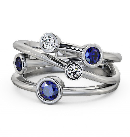 Jericho Five Stone Gemstone and Diamond Ring 0.88ct Bezel Set FV20GEM_WG_BS_THUMB2 