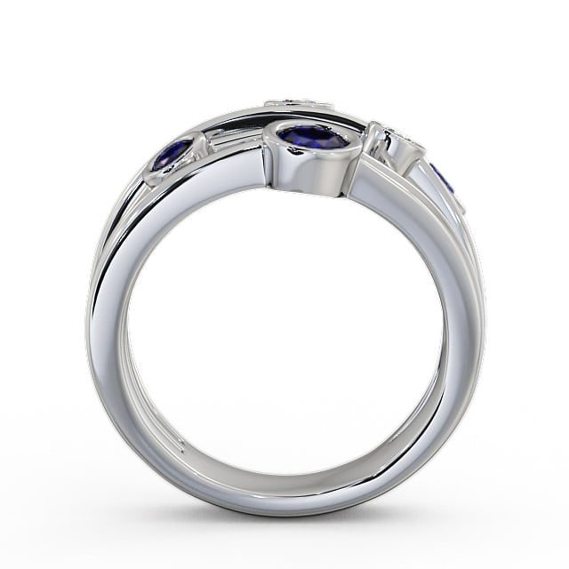 Five Stone Blue Sapphire and Diamond 0.82ct Ring 18K White Gold - Jericho FV20GEM_WG_BS_UP