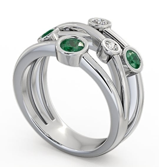 Five Stone Emerald and Diamond 0.69ct Ring Platinum FV20GEM_WG_EM_THUMB1