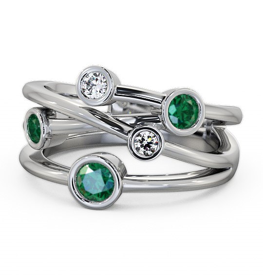 Jericho Five Stone Gemstone and Diamond Ring 0.88ct Bezel Set FV20GEM_WG_EM_THUMB2 