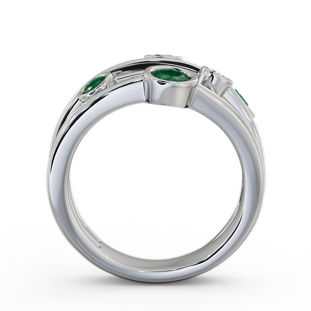 Five Stone Emerald and Diamond 0.69ct Ring 18K White Gold - Jericho FV20GEM_WG_EM_UP