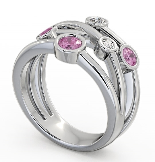 Five Stone Pink Sapphire and Diamond 0.82ct Ring 9K White Gold - Jericho FV20GEM_WG_PS_THUMB1