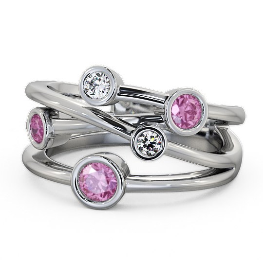 Five Stone Pink Sapphire and Diamond 0.82ct Ring 18K White Gold FV20GEM_WG_PS_THUMB2 