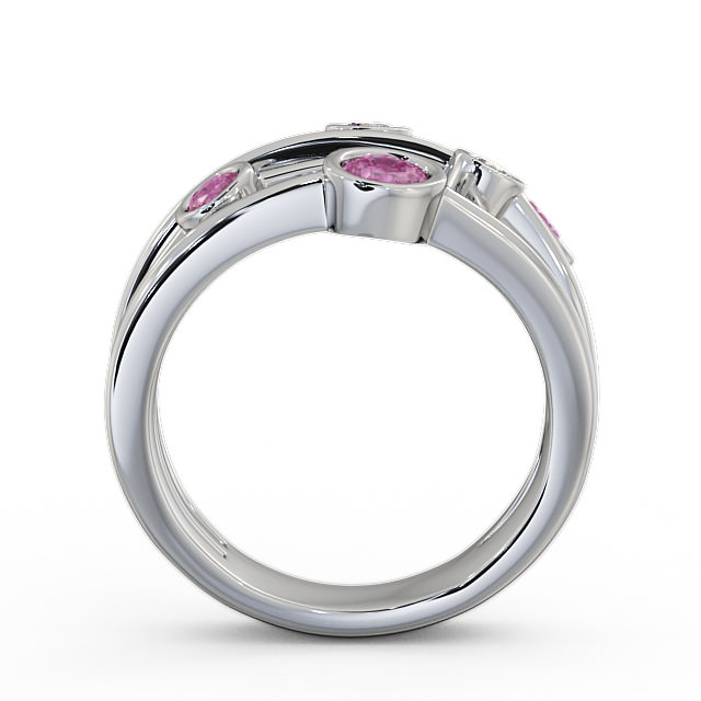 Five Stone Pink Sapphire and Diamond 0.82ct Ring 18K White Gold - Jericho FV20GEM_WG_PS_UP
