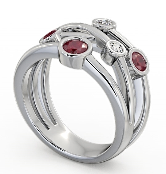 Five Stone Ruby and Diamond 0.82ct Ring 9K White Gold FV20GEM_WG_RU_THUMB1