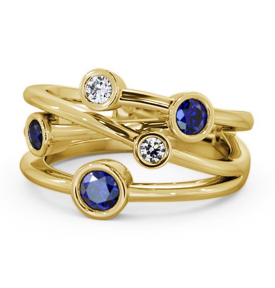 Five Stone Blue Sapphire and Diamond 0.82ct Ring 9K Yellow Gold FV20GEM_YG_BS_THUMB2 