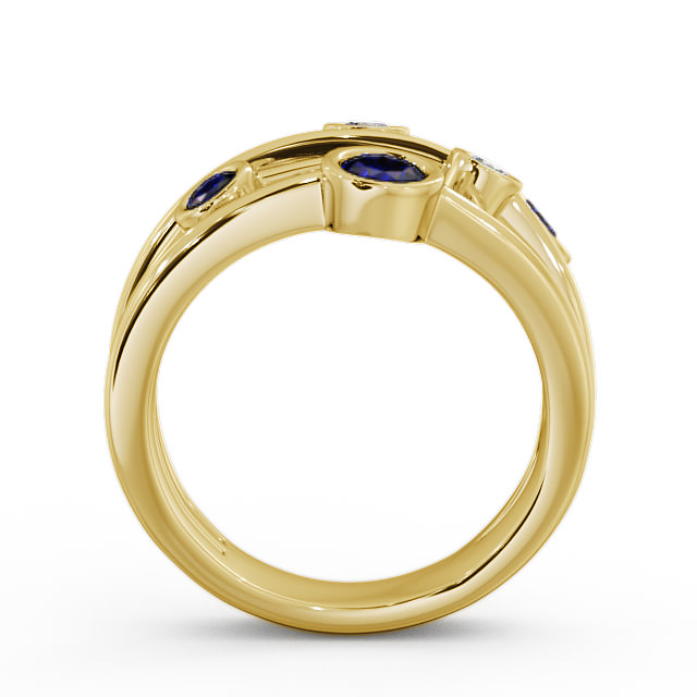 Five Stone Blue Sapphire and Diamond 0.82ct Ring 9K Yellow Gold - Jericho FV20GEM_YG_BS_UP