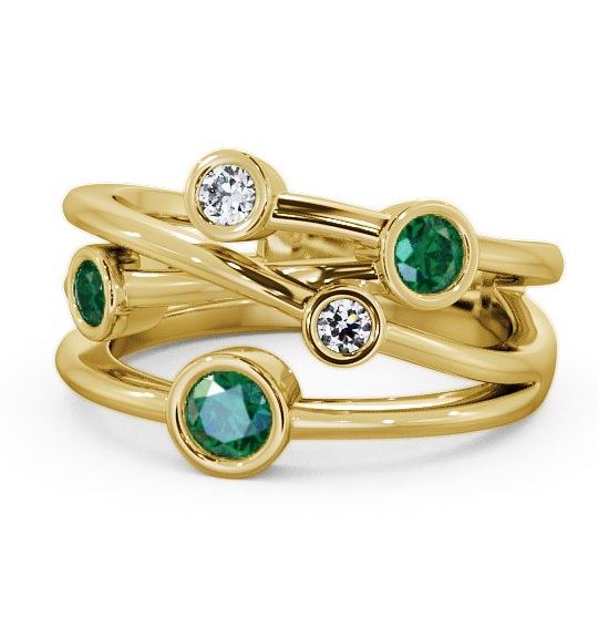  Five Stone Emerald and Diamond 0.69ct Ring 9K Yellow Gold - Jericho FV20GEM_YG_EM_THUMB2 