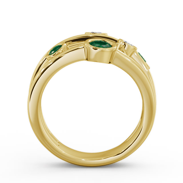 Five Stone Emerald and Diamond 0.69ct Ring 9K Yellow Gold - Jericho FV20GEM_YG_EM_UP