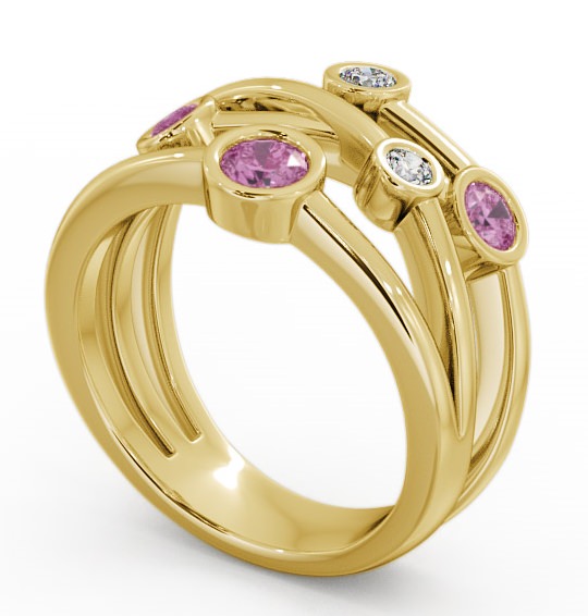 Five Stone Pink Sapphire and Diamond 0.82ct Ring 9K Yellow Gold FV20GEM_YG_PS_THUMB1