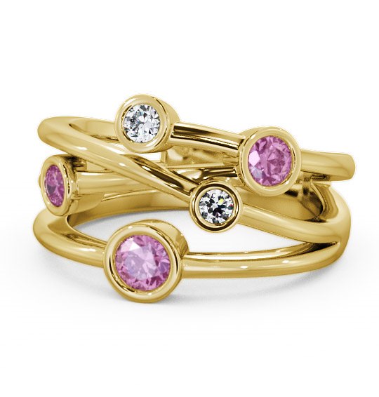  Five Stone Pink Sapphire and Diamond 0.82ct Ring 18K Yellow Gold - Jericho FV20GEM_YG_PS_THUMB2 