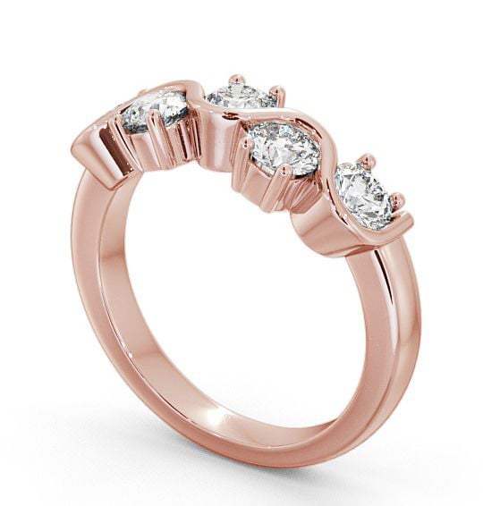 Five Stone Round Diamond Offset Design Ring 18K Rose Gold FV21_RG_THUMB1