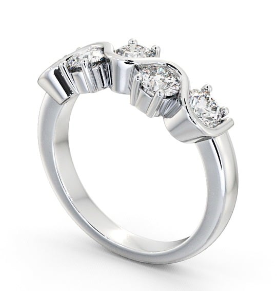 Five Stone Round Diamond Offset Design Ring 18K White Gold FV21_WG_THUMB1