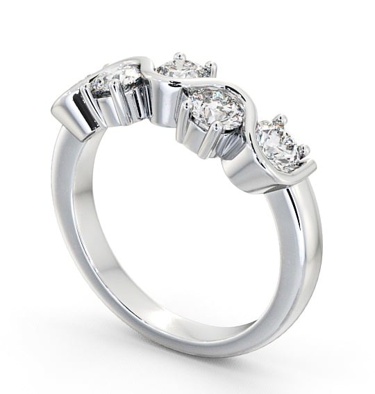 Five Stone Round Diamond Offset Design Ring Platinum FV21_WG_THUMB1 