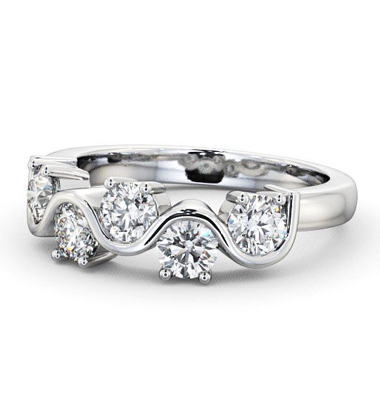 Five Stone Round Diamond Offset Design Ring 18K White Gold FV21_WG_THUMB2 