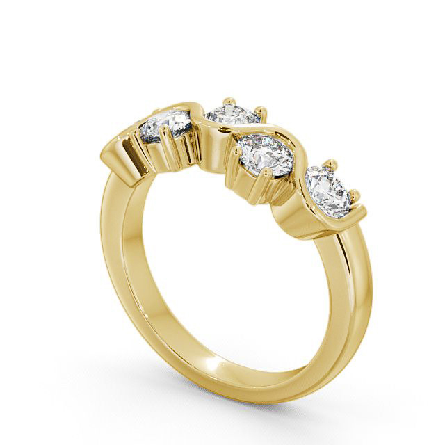 Five Stone Round Diamond Ring 9K Yellow Gold - Kingston FV21_YG_SIDE