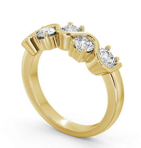 Five Stone Round Diamond Offset Design Ring 18K Yellow Gold FV21_YG_THUMB1 