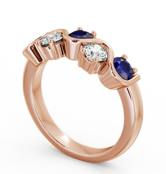 Five Stone Blue Sapphire and Diamond 0.90ct Ring 9K Rose Gold - Kingston FV21GEM_RG_BS_THUMB1