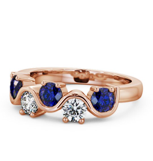  Five Stone Blue Sapphire and Diamond 0.90ct Ring 18K Rose Gold - Kingston FV21GEM_RG_BS_THUMB2 
