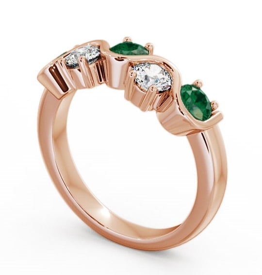 Five Stone Emerald and Diamond 0.81ct Ring 9K Rose Gold - Kingston FV21GEM_RG_EM_THUMB1 