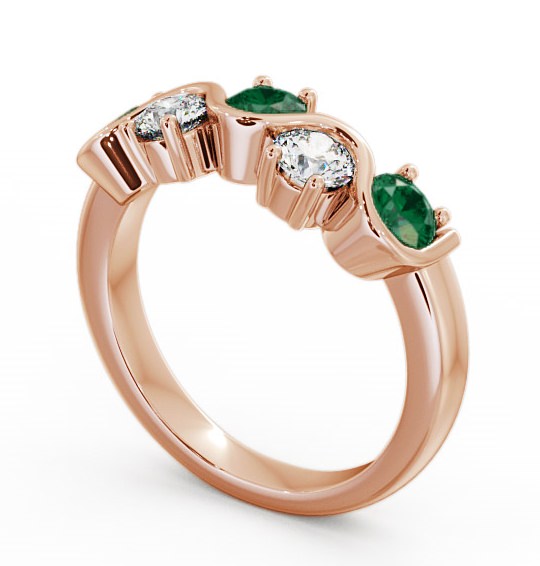 Five Stone Emerald and Diamond 0.81ct Ring 9K Rose Gold FV21GEM_RG_EM_THUMB1