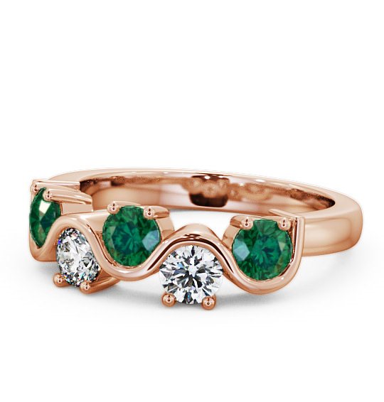  Five Stone Emerald and Diamond 0.81ct Ring 9K Rose Gold - Kingston FV21GEM_RG_EM_THUMB2 