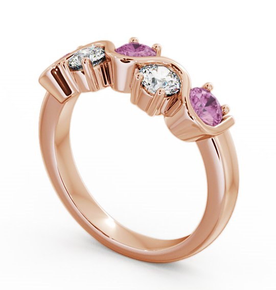  Five Stone Pink Sapphire and Diamond 0.90ct Ring 9K Rose Gold - Kingston FV21GEM_RG_PS_THUMB1 