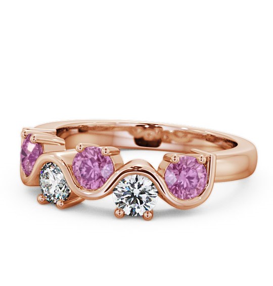  Five Stone Pink Sapphire and Diamond 0.90ct Ring 18K Rose Gold - Kingston FV21GEM_RG_PS_THUMB2 