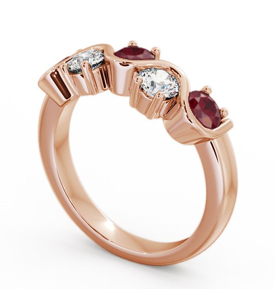 Five Stone Ruby and Diamond 0.90ct Ring 9K Rose Gold - Kingston FV21GEM_RG_RU_THUMB1