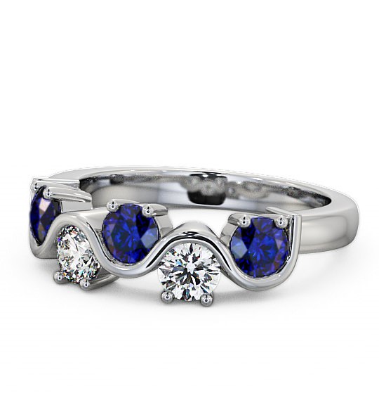  Five Stone Blue Sapphire and Diamond 0.90ct Ring 18K White Gold - Kingston FV21GEM_WG_BS_THUMB2 